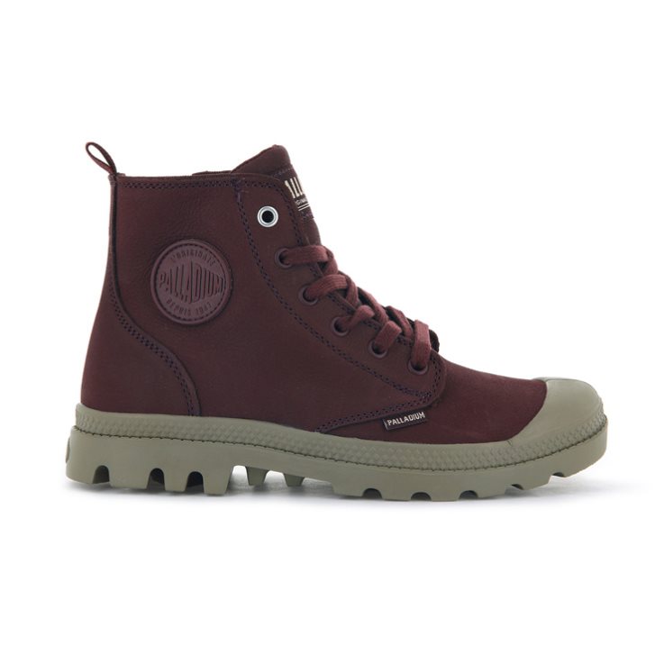 Palladium Pampa Hi Zip SL Women\'s Boots Burgundy | UK Q029-EUK